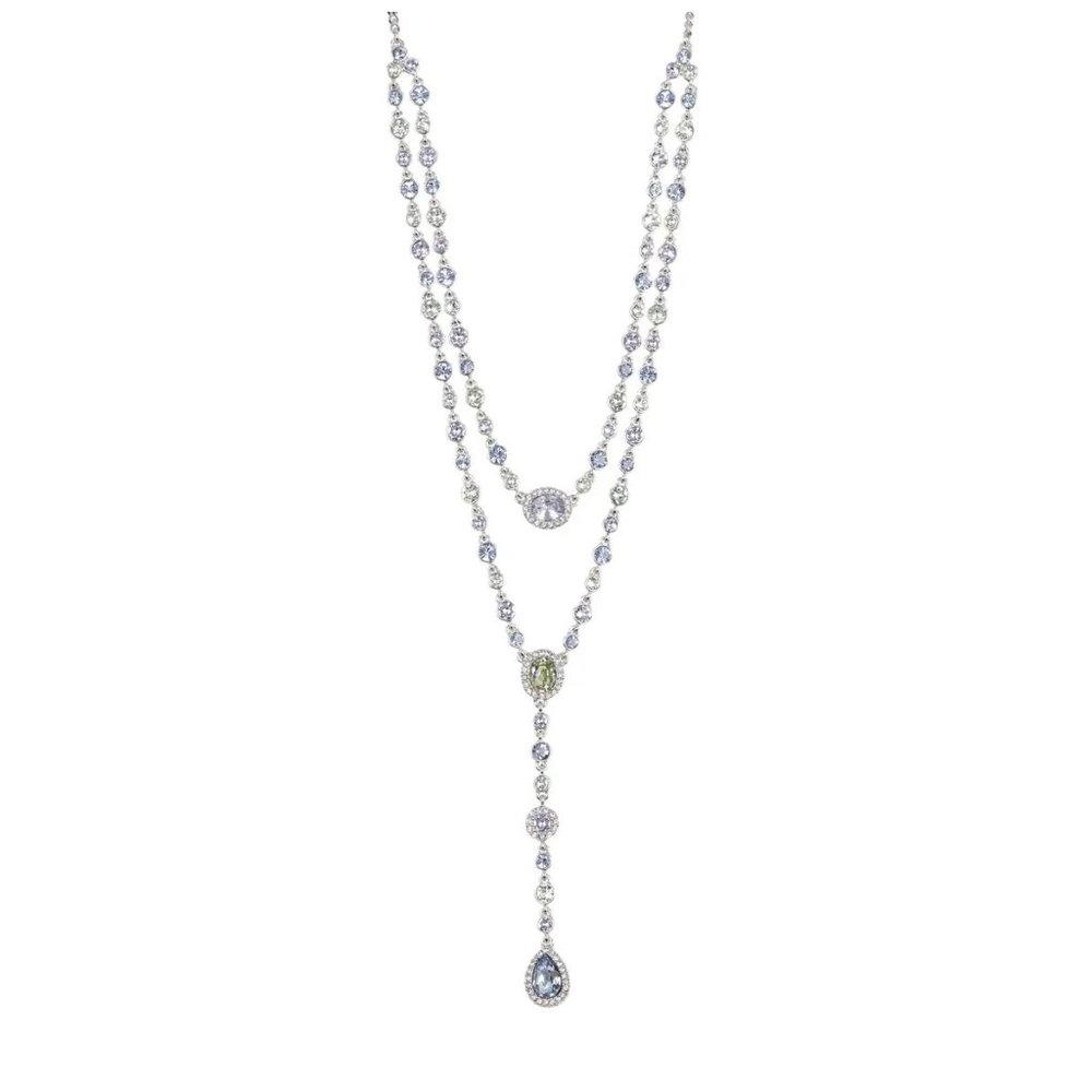 Givenchy Double Layered Crystal Pave Y-Necklace